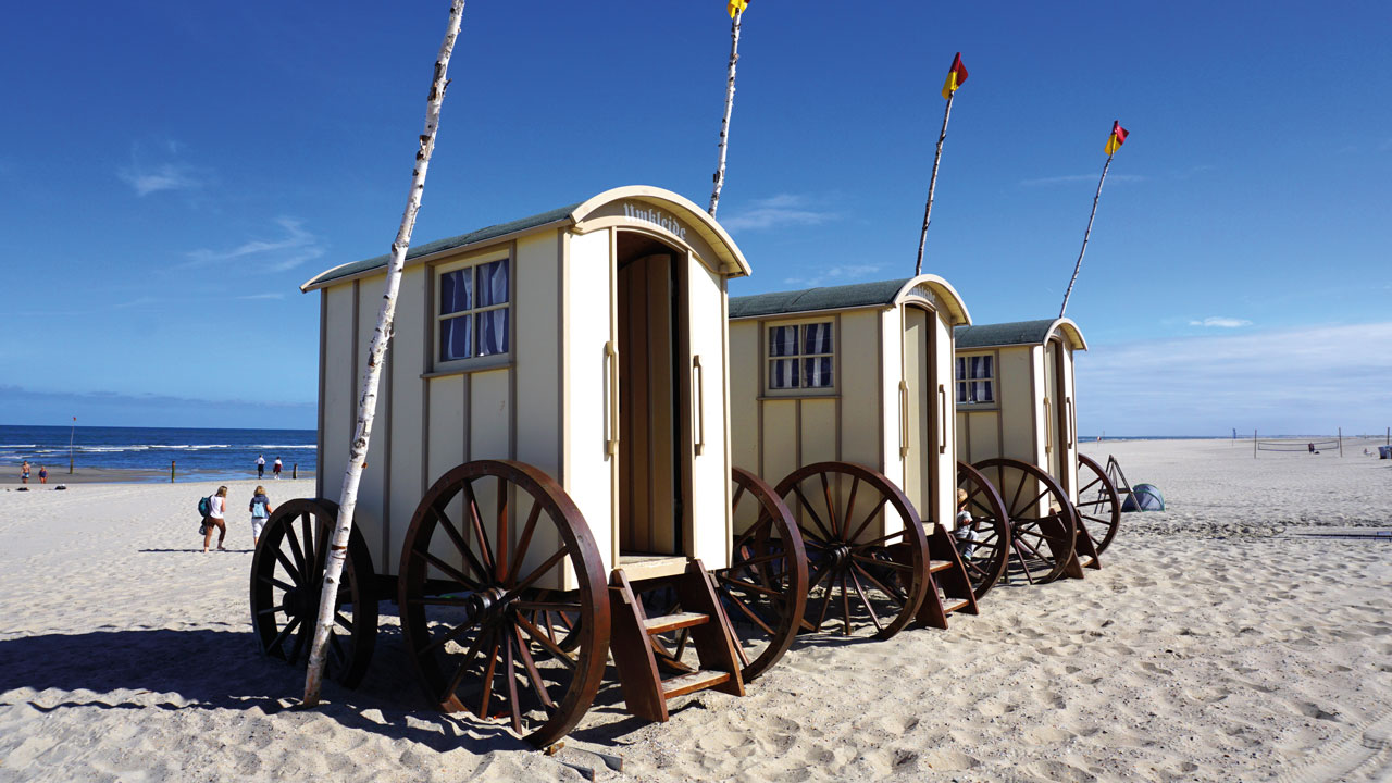 Drei Badewagen am Strand von Norderney